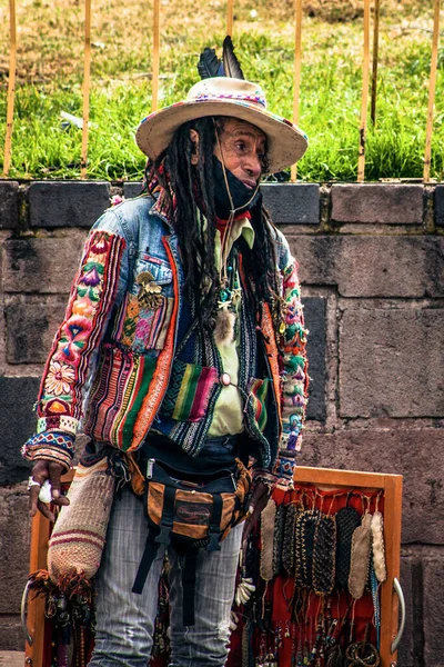 Peru May 2022 Peruvian People Cuzco Indian Man Traditional Clother — ストック写真