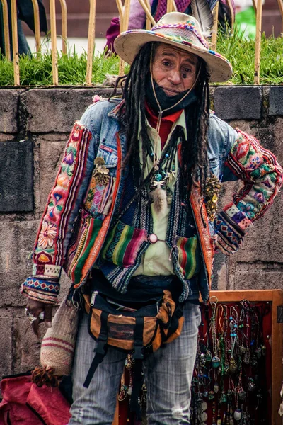Peru May 2022 Peruvian People Cuzco Indian Man Traditional Clother — Fotografia de Stock