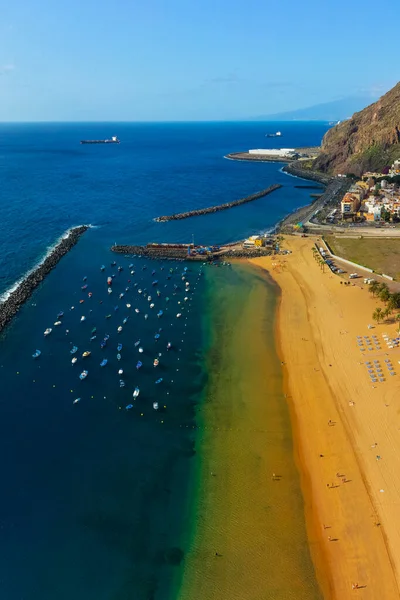 Teresitas Beach Vista Aérea Tomada Com Drone Ilha Canária Tenerife — Fotografia de Stock