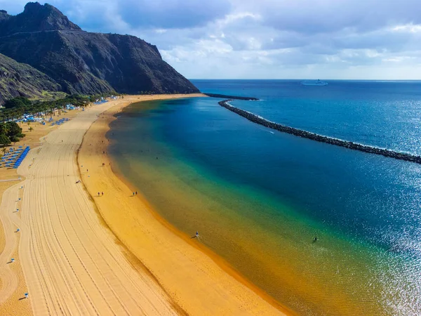 Teresitas Beach Vista Aérea Tomada Com Drone Ilha Canária Tenerife — Fotografia de Stock