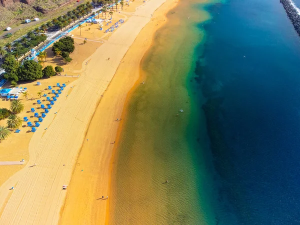 Teresitas Beach Aerial View Taken Drone Tenerife Canary Island Spain — Stock Photo, Image