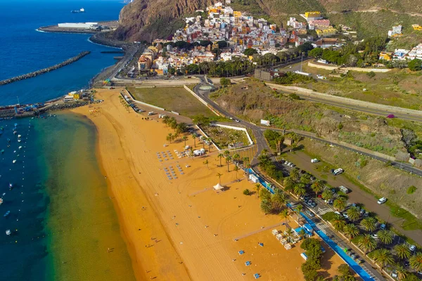 Teresitas Beach Vista Aérea Tomada Com Drone Ilha Canária Tenerife — Fotografia de Stock