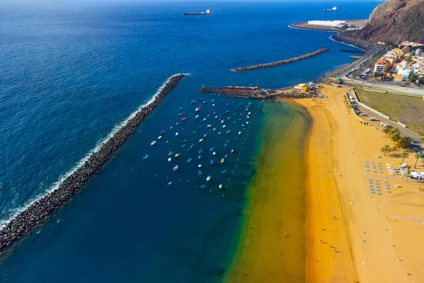 Teresitas Beach Vista Aérea Tomada Com Drone Ilha Canária Tenerife — Fotografia de Stock