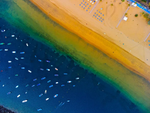 Teresitas Beach Letecký Pohled Pořízen Drone Kanárský Ostrov Tenerife Španělsko — Stock fotografie