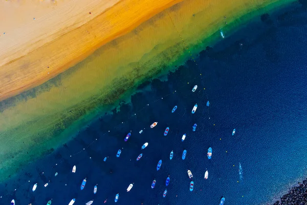 Teresitas Beach Aerial View Taken Drone Tenerife Canary Island Spain — Stok fotoğraf