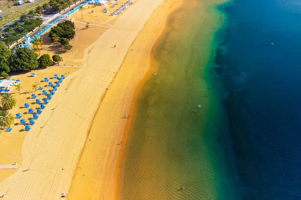 Teresitas Beach Aerial View Taken Drone Tenerife Canary Island Spain — Stock Photo, Image