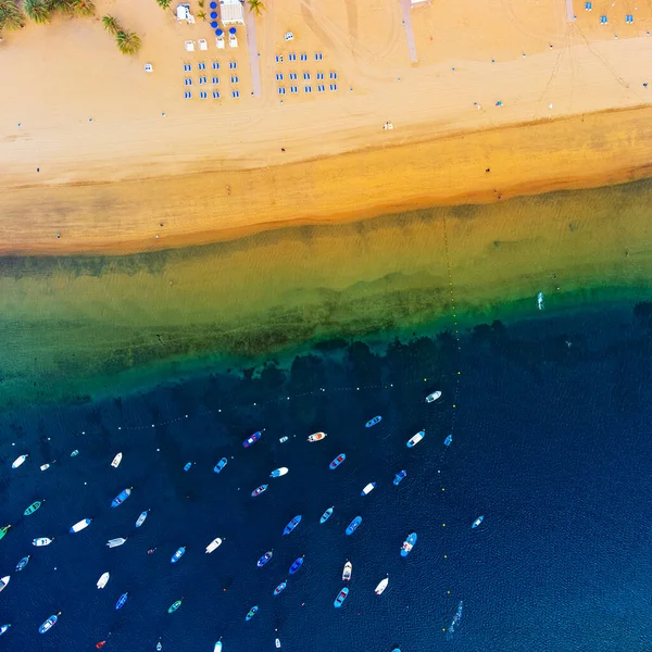 Teresitas Beach Letecký Pohled Pořízen Drone Kanárský Ostrov Tenerife Španělsko — Stock fotografie