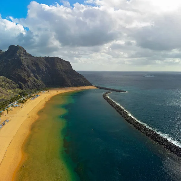 Teresitas Beach Vista Aérea Tomada Com Drone Ilha Canária Tenerife — Fotografia de Stock