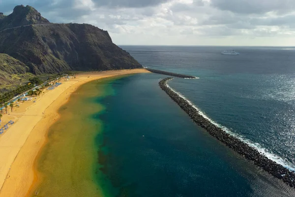 Teresitas Beach Vista Aérea Tomada Com Drone Ilha Canária Tenerife — Fotografia de Stock