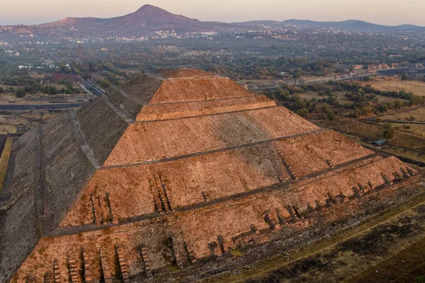 Wschód Słońca Nad Piramidą Teotihuacan Meksyk — Zdjęcie stockowe