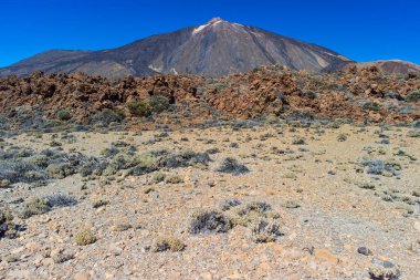 Mountain Teide Ulusal Parkı Tenerife. Kanarya Adaları. İspanya 'da volkan kraterinin zirvesi. 