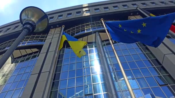 Bruxelas Bélgica Junho 2022 Exterior Dos Gabinetes Parlamento Europeu Com — Vídeo de Stock