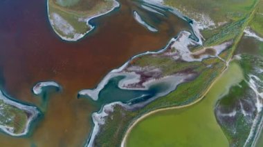 Nature drone sea view on Arabatskaya Strelka , Ukraine