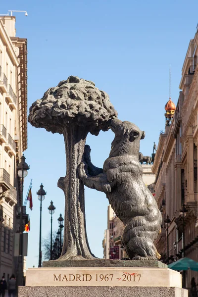 Madrid Spain Jfebruary 2022 Bear Strawberry Tree Statue Symbol Madrid — Foto Stock