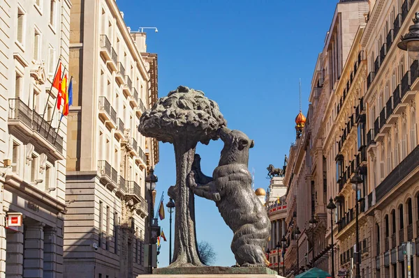 Madrid Spain Jfebruary 2022 Bear Strawberry Tree Statue Symbol Madrid — Zdjęcie stockowe