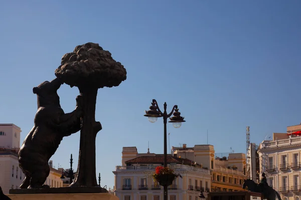 Bear Strawberry Tree Statue Symbol Madrid Puerta Del Sol Madrid — Photo