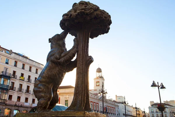 Bear Strawberry Tree Statue Symbol Madrid Puerta Del Sol Madrid — Photo