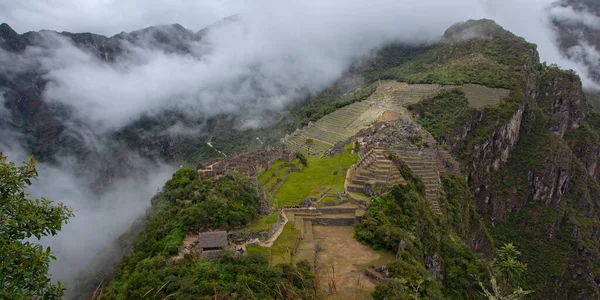 Machu Picchu Ancient City View Huchu Picchu Cloudy Weather — Stock Photo, Image