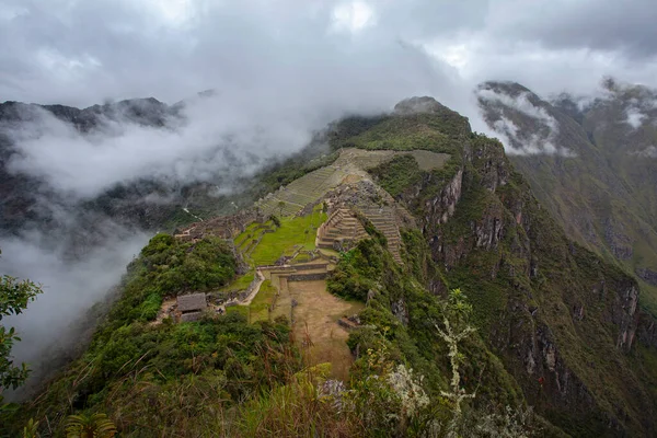 Machu Picchu Ancient City View Huchu Picchu Cloudy Weather — Stock Photo, Image