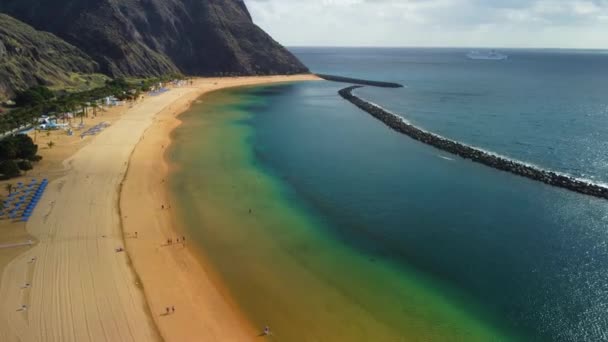 Teresitas Vista Aérea Playa Tomada Con Drone Tenerife Islas Canarias — Vídeos de Stock