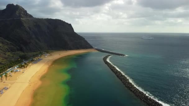 Teresitas Beach Vista Aérea Tomada Com Drone Ilha Canária Tenerife — Vídeo de Stock