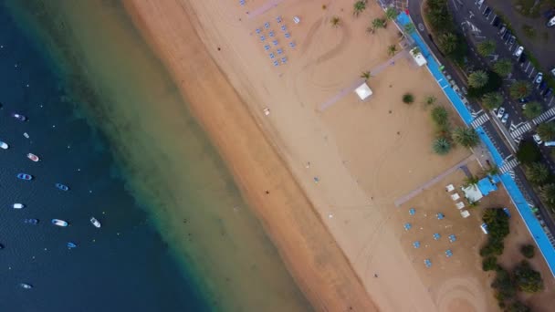 Teresitas Beach Aerial View Taken Drone Tenerife Canary Island Spain — Vídeo de stock