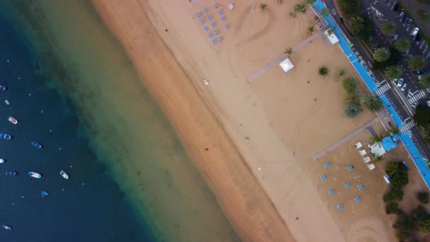 Teresitas Sahili Hava Görüntüsü Drone Ile Çekildi Tenerife Kanarya Adası — Stok video