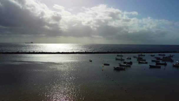 Teresitas Beach Aerial View Taken Drone Tenerife Canary Island Spain — Stockvideo