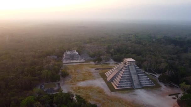 Chichen Itza Pyramids Forest Early Morning Sunrise Time — Stock videók