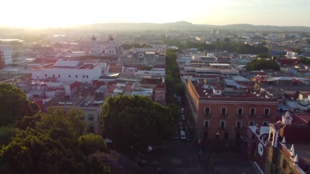 Sunrise Puebla Downtown Taken Drone Mexico — Stockvideo