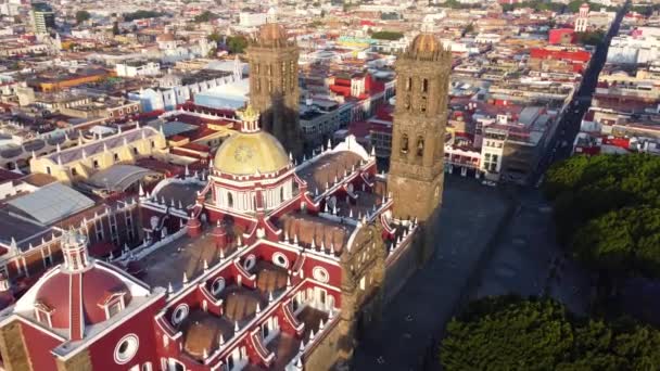Puebla Downtown Taken Sunrise Time Drone Mexico — Stok video