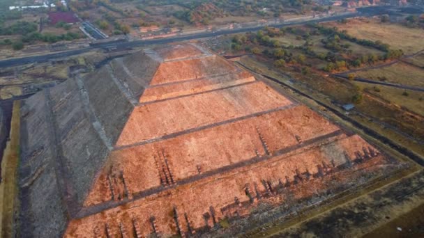 Teotihuacan Piramidinin Üzerinde Gün Doğumu Meksika — Stok video