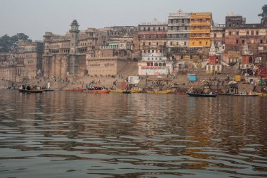 VARANASI, INDIA - November 15: Boats at the river ganges on the auspicious Maha Shivaratri festival on November 15, 2013 at Dasashwamedh ghat in Varanasi, Uttar Pradesh, India