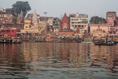 VARANASI, INDIA - November 15: Boats at the river ganges on the auspicious Maha Shivaratri festival on November 15, 2013 at Dasashwamedh ghat in Varanasi, Uttar Pradesh, India
