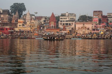 VARANASI, INDIA - November 15: Boats at the river ganges on the auspicious Maha Shivaratri festival on November 15, 2013 at Dasashwamedh ghat in Varanasi, Uttar Pradesh, India