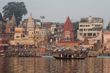 VARANASI, INDIA - November 15: Boats at the river ganges on the auspicious Maha Shivaratri festival on November 15, 2013 at Dasashwamedh ghat in Varanasi, Uttar Pradesh, India