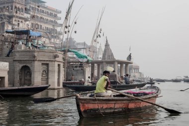 VARANASI, INDIA - November 15: Boats at the river ganges on the auspicious Maha Shivaratri festival on November 15, 2013 at Dasashwamedh ghat in Varanasi, Uttar Pradesh, India 