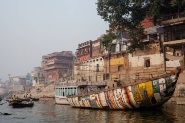 VARANASI, INDIA - November 15: Boats at the river ganges on the auspicious Maha Shivaratri festival on November 15, 2013 at Dasashwamedh ghat in Varanasi, Uttar Pradesh, India