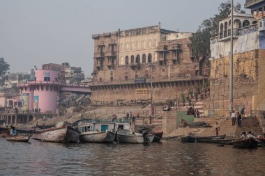 VARANASI, INDIA - November 15: Boats at the river ganges on the auspicious Maha Shivaratri festival on November 15, 2013 at Dasashwamedh ghat in Varanasi, Uttar Pradesh, India 