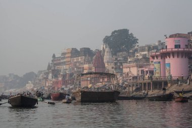 VARANASI, INDIA - November 15: Boats at the river ganges on the auspicious Maha Shivaratri festival on November 15, 2013 at Dasashwamedh ghat in Varanasi, Uttar Pradesh, India