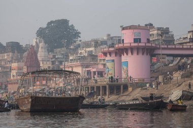 VARANASI, INDIA - November 15: Boats at the river ganges on the auspicious Maha Shivaratri festival on November 15, 2013 at Dasashwamedh ghat in Varanasi, Uttar Pradesh, India