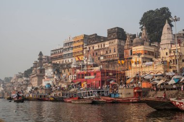 VARANASI, INDIA - November 15: Boats at the river ganges on the auspicious Maha Shivaratri festival on November 15, 2013 at Dasashwamedh ghat in Varanasi, Uttar Pradesh, India