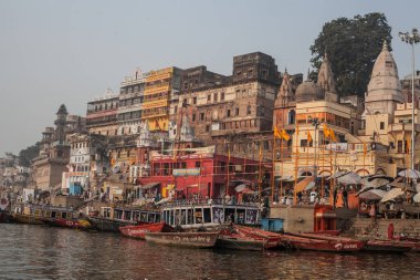 VARANASI, INDIA - November 15: Boats at the river ganges on the auspicious Maha Shivaratri festival on November 15, 2013 at Dasashwamedh ghat in Varanasi, Uttar Pradesh, India