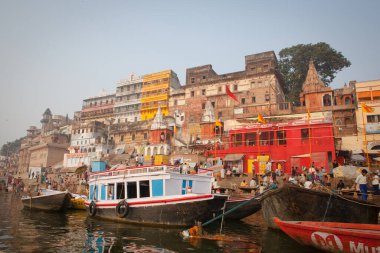 VARANASI, INDIA - November 15: Boats at the river ganges on the auspicious Maha Shivaratri festival on November 15, 2013 at Dasashwamedh ghat in Varanasi, Uttar Pradesh, India