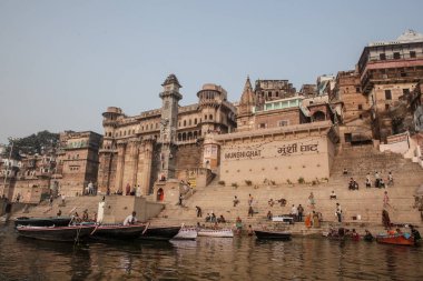 VARANASI, INDIA - November 15: Boats at the river ganges on the auspicious Maha Shivaratri festival on November 15, 2013 at Dasashwamedh ghat in Varanasi, Uttar Pradesh, India 
