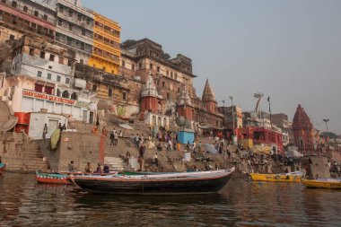 VARANASI, INDIA - November 15: Boats at the river ganges on the auspicious Maha Shivaratri festival on November 15, 2013 at Dasashwamedh ghat in Varanasi, Uttar Pradesh, India 