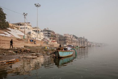 VARANASI, INDIA - November 15: Boats at the river ganges on the auspicious Maha Shivaratri festival on November 15, 2013 at Dasashwamedh ghat in Varanasi, Uttar Pradesh, India 