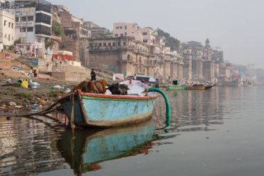 VARANASI, INDIA - November 15: Boats at the river ganges on the auspicious Maha Shivaratri festival on November 15, 2013 at Dasashwamedh ghat in Varanasi, Uttar Pradesh, India 