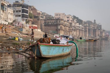 VARANASI, INDIA - November 15: Boats at the river ganges on the auspicious Maha Shivaratri festival on November 15, 2013 at Dasashwamedh ghat in Varanasi, Uttar Pradesh, India 