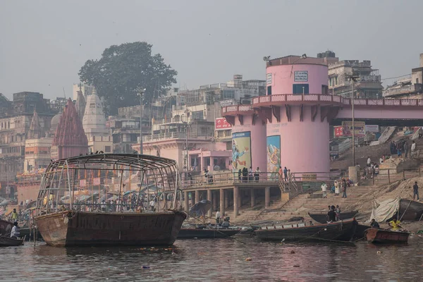 Varanasi India November Boats River Ganges Auspicious Maha Shivaratri Festival — Stock Photo, Image